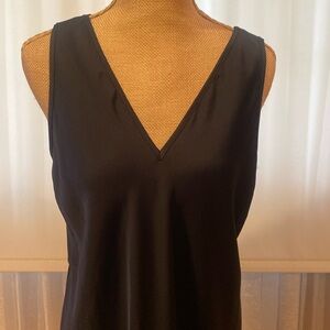 DKNY fabulous asymmetrical slim black dress with fringe, polyester, size L